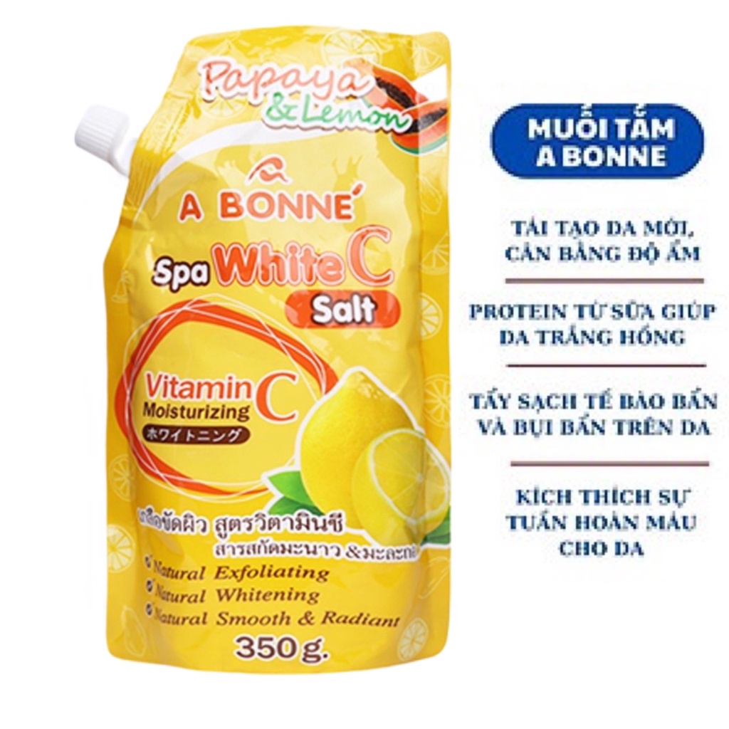 Muối Tăm Sữa Bò A bonne - Tẩy Tế Bào Chết Body Và Da Mặt Thái Lan Hương Vitamin C 350g