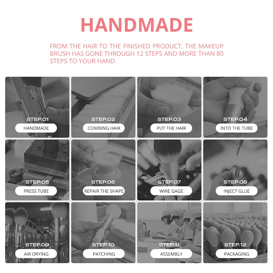 GRACEDO 5 Cái Bộ Cọ Trang Điểm Hoạt Hình Mini Màu Hồng Và Xanh