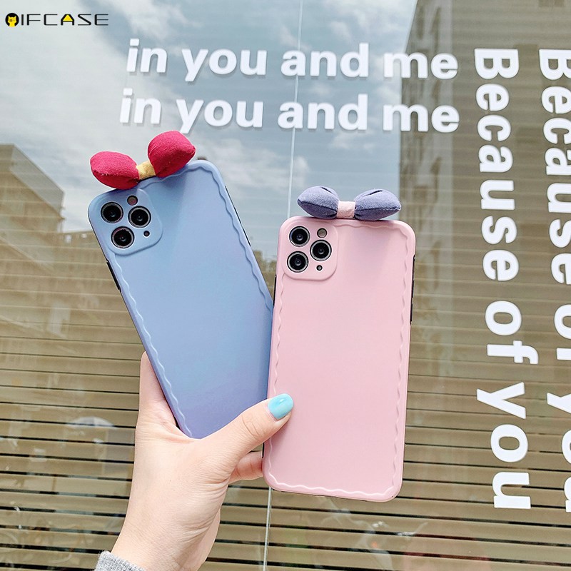Ốp Điện Thoại Phối Nơ Thời Trang Dễ Thương Cho Iphone 13 12 Mini 12 11 Pro Max Xs Max Xr X 7 8 Plus