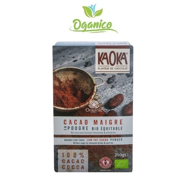 Cacao Giảm Cân / ORGANIC / Bột CaCao Hữu Cơ Nguyên Chất Tách Béo Kaoka 250 gr, Nhập Khẩu Pháp[Date 2022]