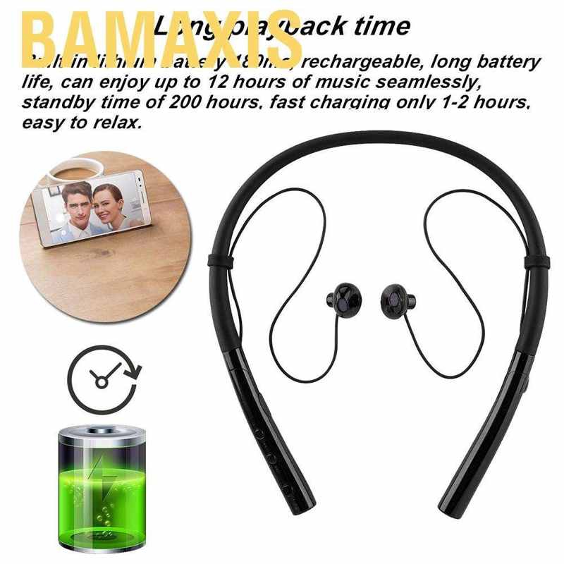 Bamaxis V4.2 Bluetooth Headphones Waterproof HBQ Q14 Flexible Neckband Magnetic Design Headset