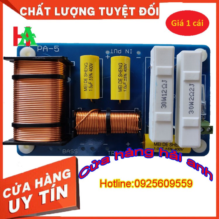 Mạch phân tần 2 đường tiếng PA5 1 bass - 1 treble - giá 1 mạch