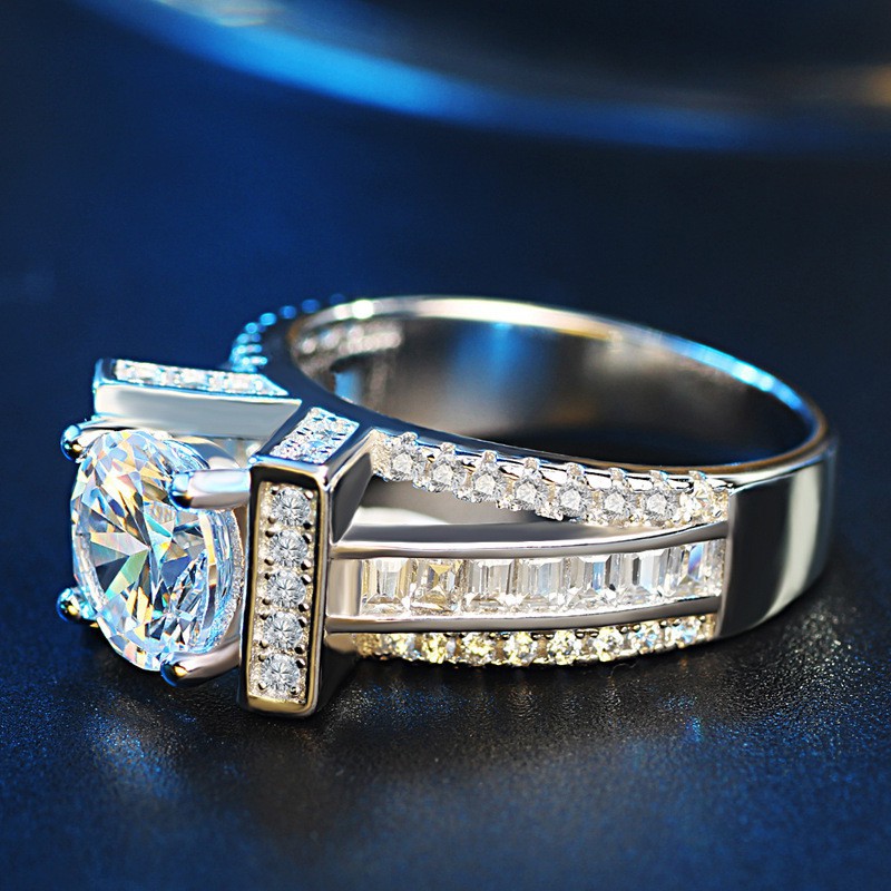 Nhẫn Đính Hôn Kim Cương Pha Lê Bạc 925 Sang Trọng Dành Cho Nữ