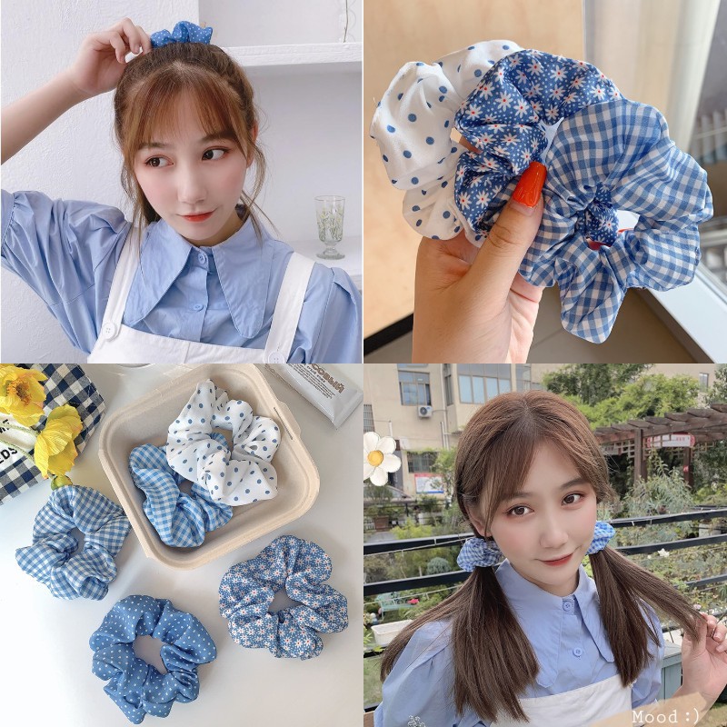 Dây buộc tóc co giãn họa tiết chấm bi đáng yêu cho nữ