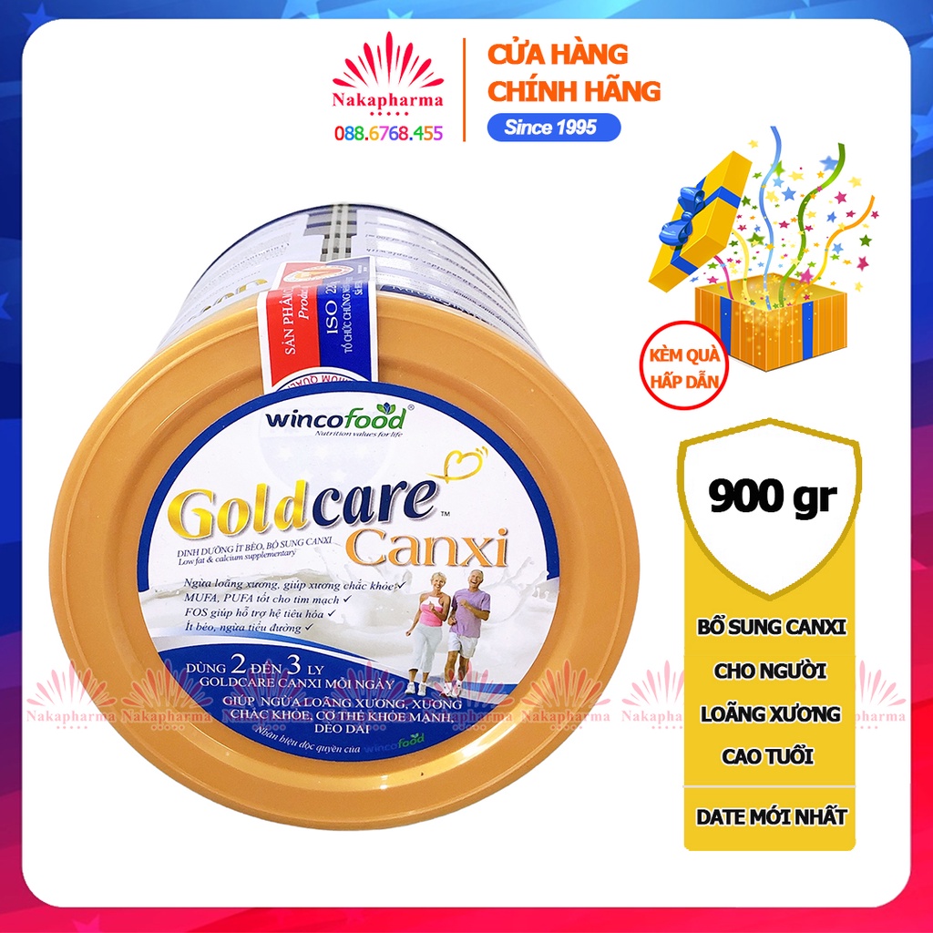 Sữa bột Wincofood Goldcare Canxi 900g - Ít béo, bổ sung Canxi cho người lớn tuổi loãng xương, suy nhược