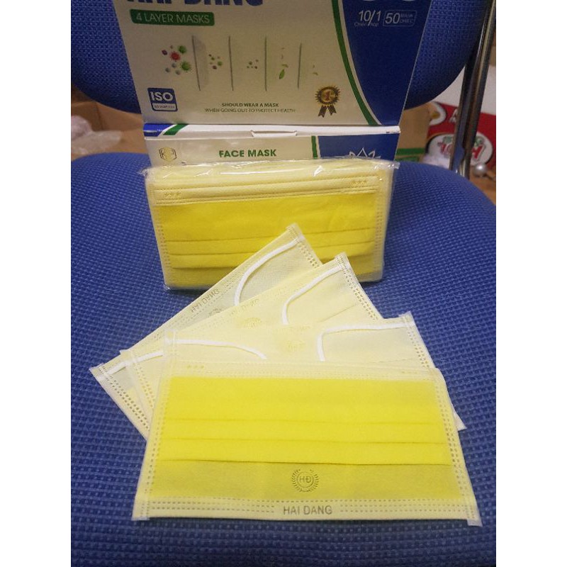 HỘP 50 CHIẾC KHẨU TRANG Y TẾ MÀU VÀNG | BigBuy360 - bigbuy360.vn