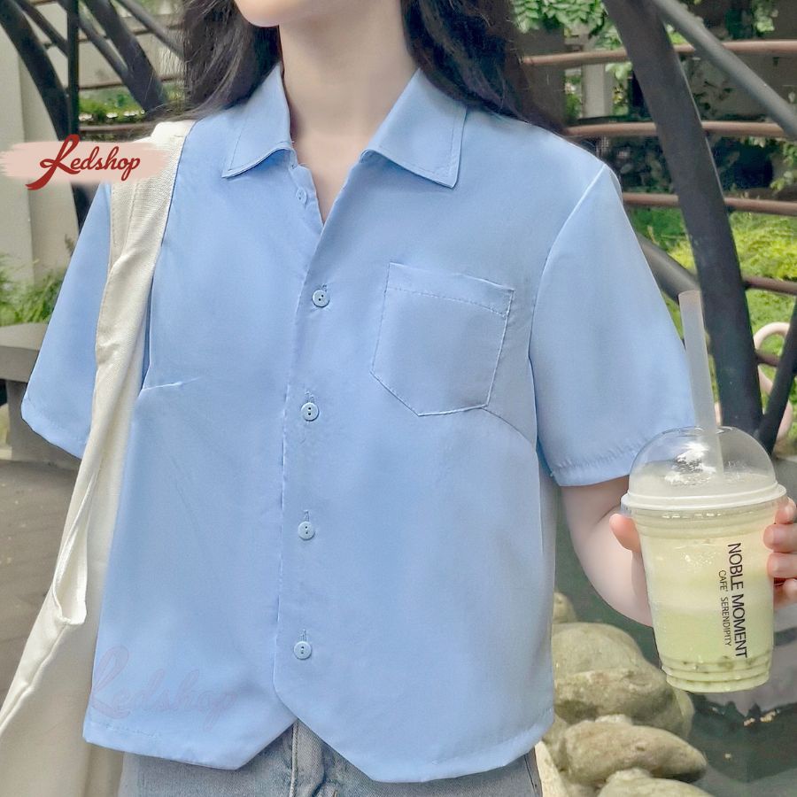 Áo sơ mi nữ croptop ngắn tay phong cách dạo phố thời thời trang Hàn Quốc Red Shop 29018