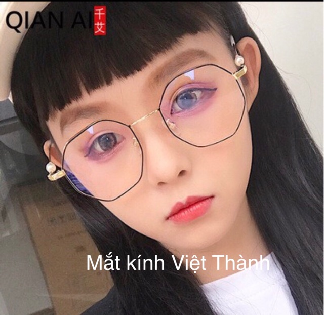 Gọng kính kim loại lục giác lớn lắp được cận LG10