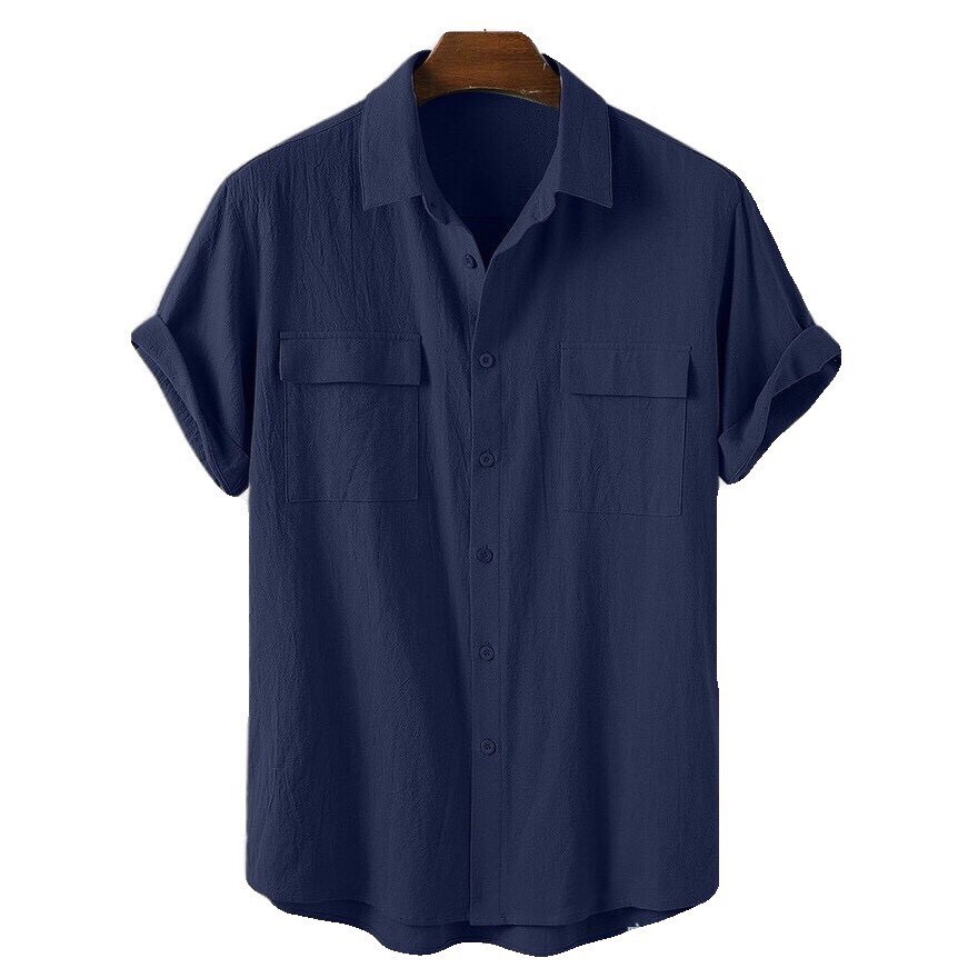 Áo đũi nam cộc tay cổ bẻ, áo sơ mi đũi túi hộp - STARSKY SM33 | BigBuy360 - bigbuy360.vn