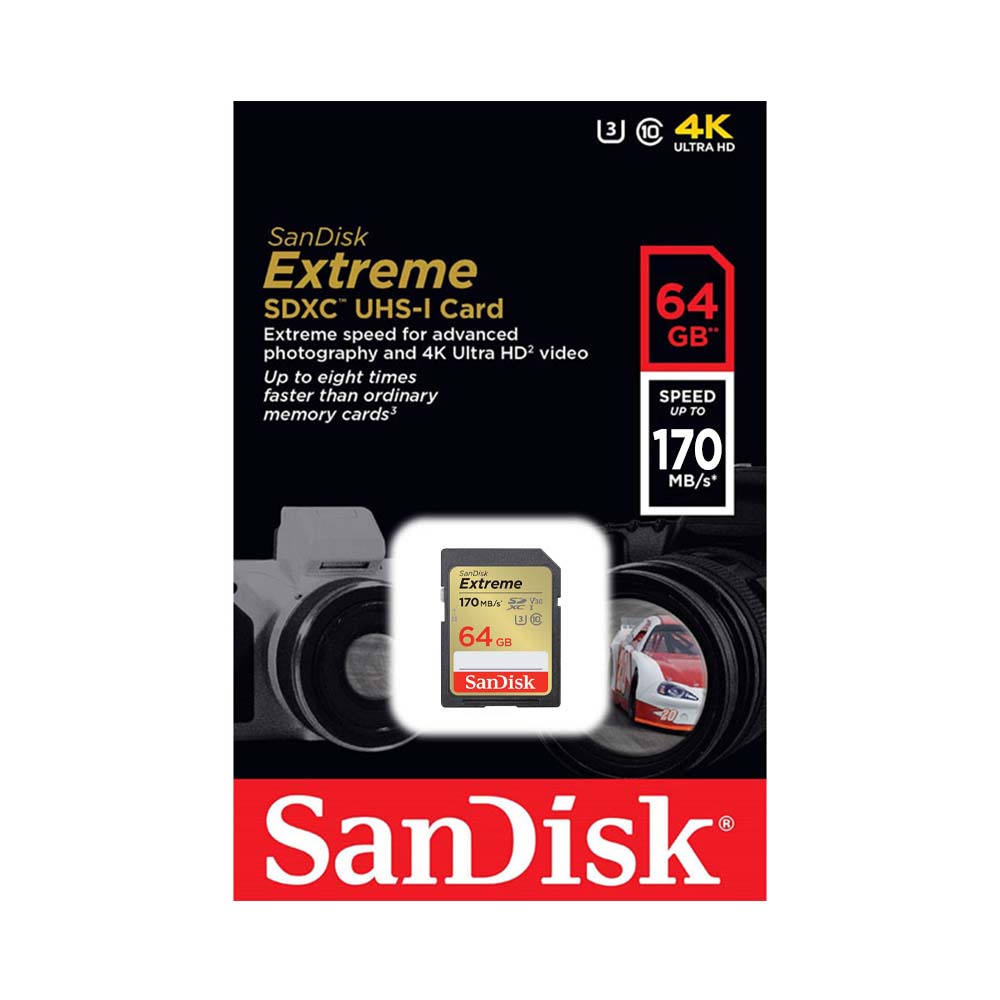 Thẻ nhớ SDXC SanDisk Extreme U3 V30 64GB 170MB/s SDSDXV2-064G-GNCIN | BigBuy360 - bigbuy360.vn
