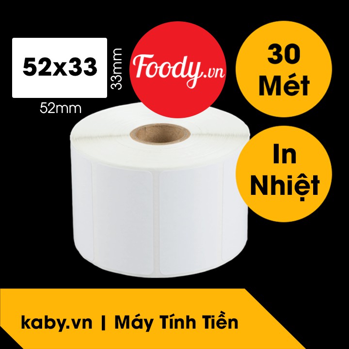Giấy In Tem Foody (Cuộn) 52x33 mm - Decal Nhiệt 5.2x3.3 cm