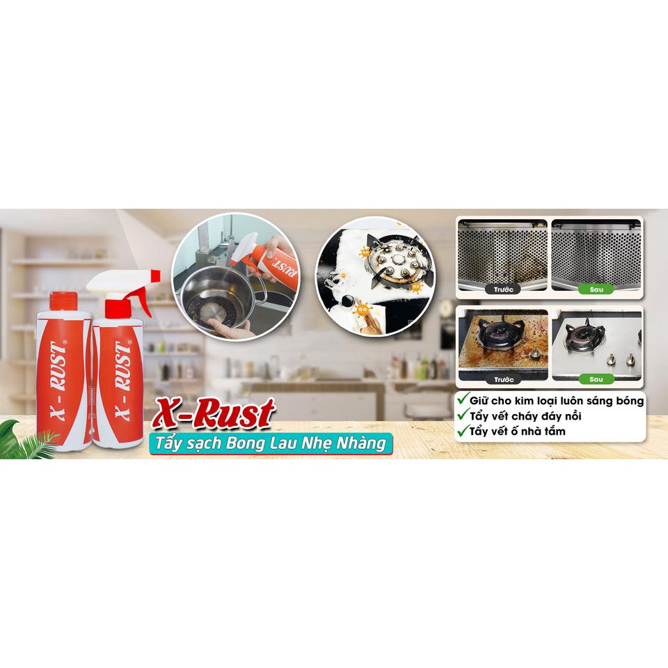 Chai tẩy rửa đa năng sạch mọi vết bẩn, Bình xịt tẩy rửa nhà bếp X-Rust