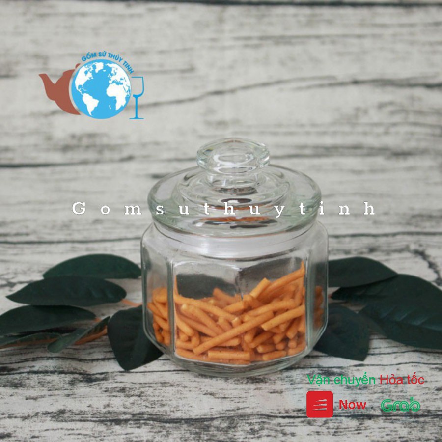 Lọ thủy tinh đựng gia vị lục giác 550ml