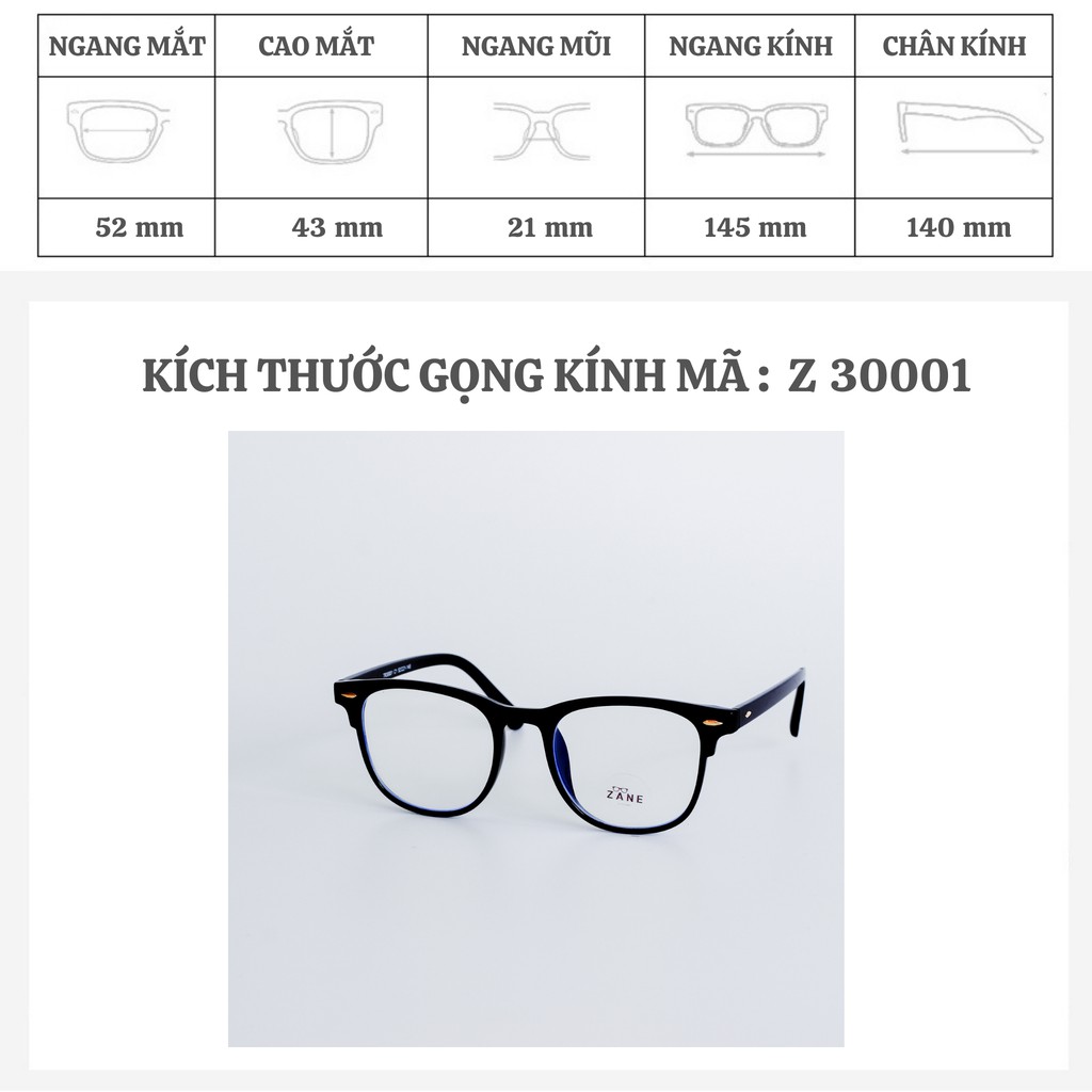 Gọng kính cận nam Eyepro ❤ Mắt kính nam vuông lắp kính cận đổi màu , chống ánh sáng xanh mã Z30001N