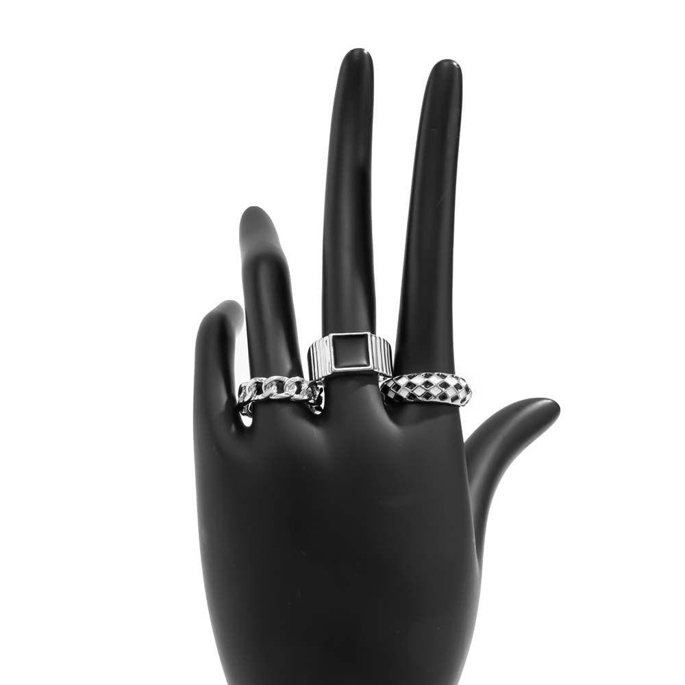 Bộ Nhẫn Họa Tiết Hình Học / Trái Tim Khắc Chữ Phong Cách Hàn Quốc Cá Tính