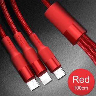 Cáp Sạc Hoco X26 3 Đầu IPhone - Micro Usb - Type C Dây Dù Chống Đứt- Bảo hành 12 tháng