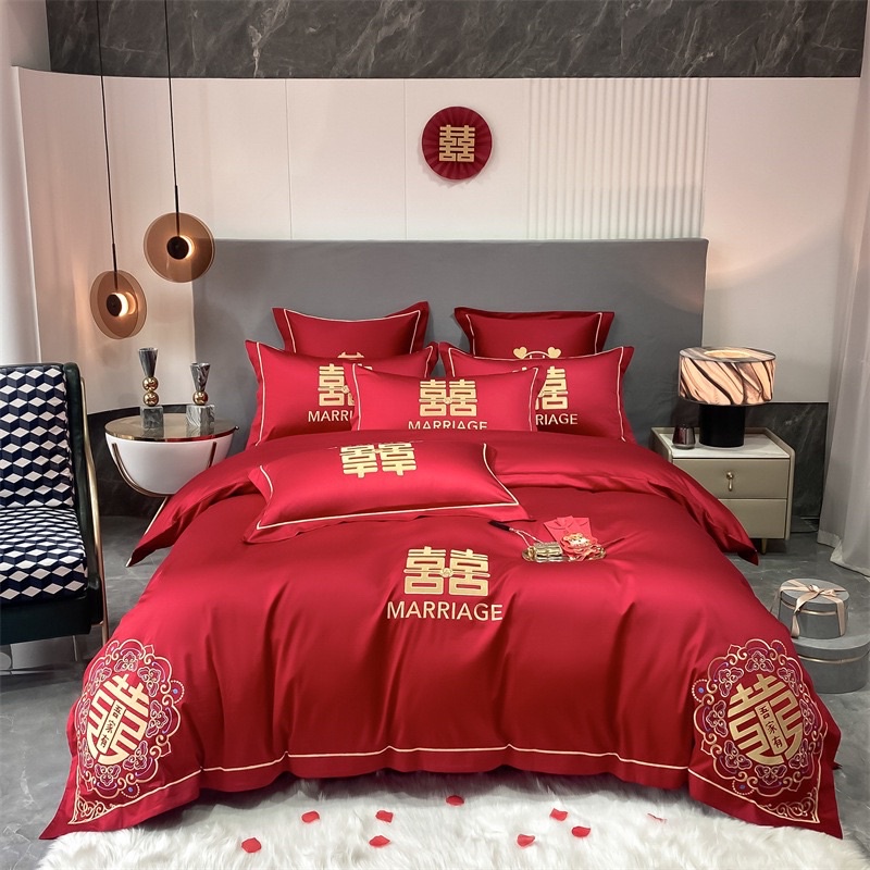 BỘ DRAP CƯỚI HOẠ TIẾT THÊU SANG TRỌNG