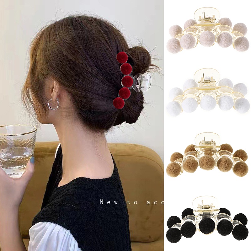 Haimeikang Kẹp Tóc Bóng Lông Thời Trang Hàn Quốc