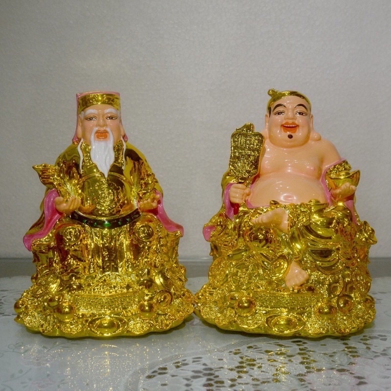 Bộ Tượng Hai Ông Thần Tài Thổ Địa Mẩu Chéo Chân