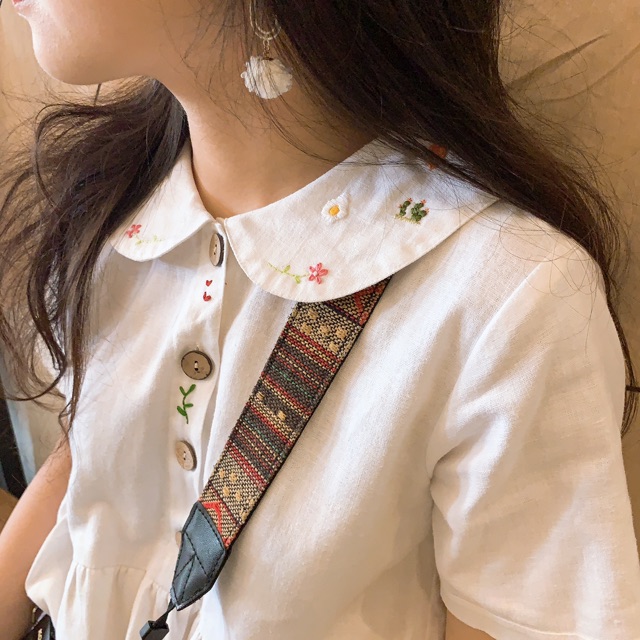 Đầm Linen babydoll thêu tên thủ công cực đáng yêu - Trà Sữa Hokkaido Dress