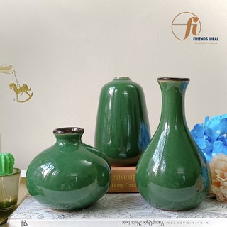 Lọ hoa mini gốm Bát Tràng - Men hoả biến, xanh ngọc - Cắm hoa, Decor trang trí cửa hàng, văn phòng, bàn làm việc - GS_BH