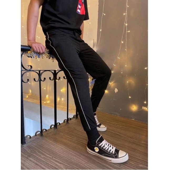 Quần jogger nam 1 sọc thun POLY mịn mát có big size đến hơn 80kg
