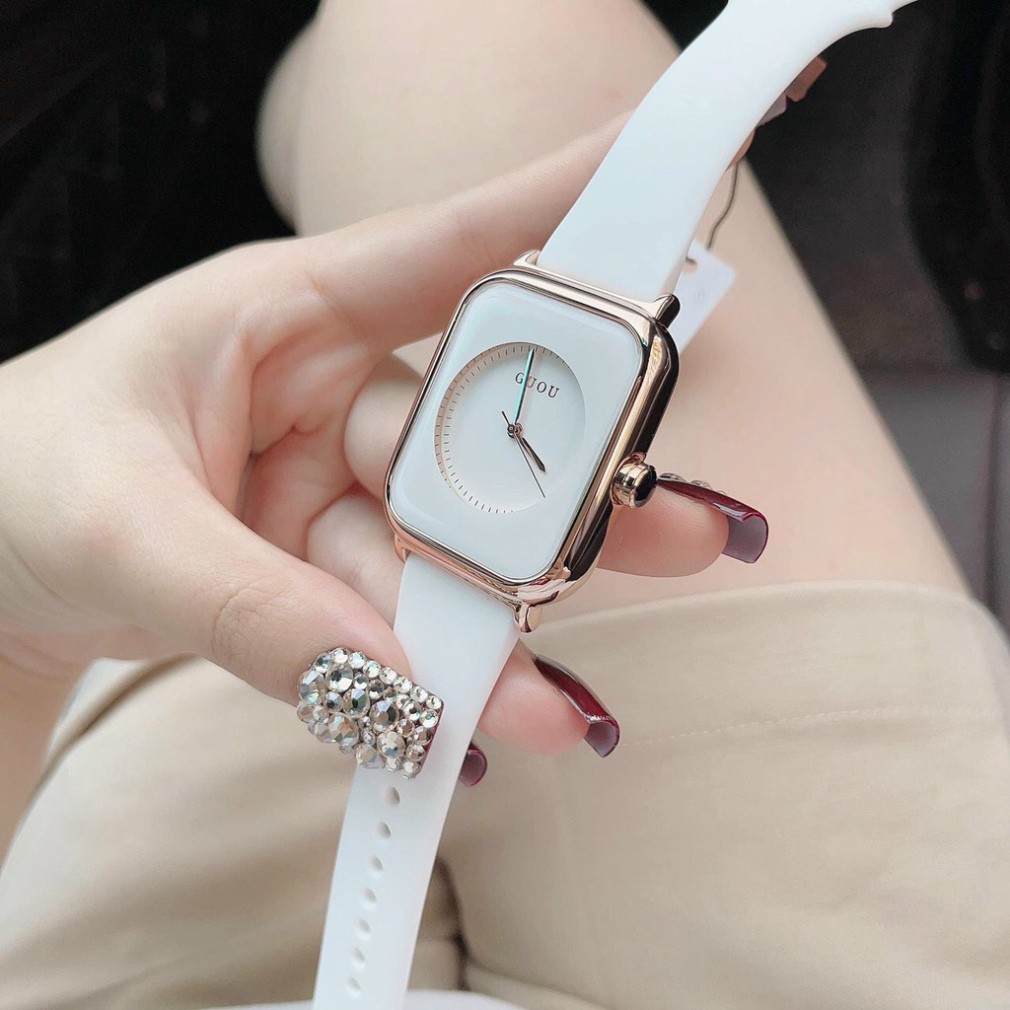 Đồng hồ nữ guou quai silicol mặt chữ nhật siêu hot 2021 bản dây aple donghonu (video ảnh thật) | BigBuy360 - bigbuy360.vn