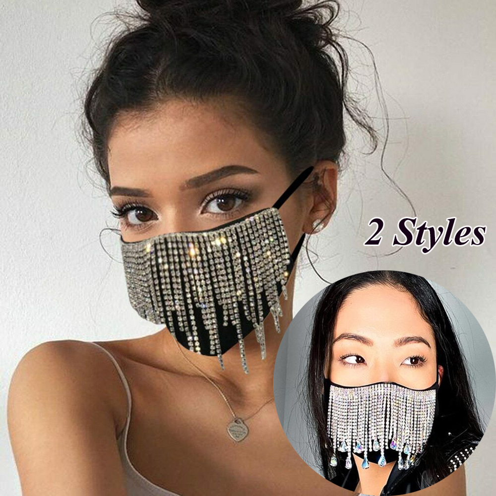 Khẩu trang gắn tua rua kim cương giả lấp lánh cho nữ | BigBuy360 - bigbuy360.vn