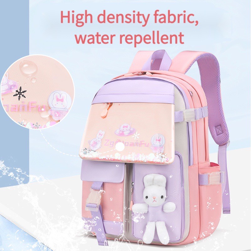 Balo Tiểu Học Bé Gái Hàng Cao Cấp_Ba Lô Đi Học Siêu Nhẹ Chống Thấm Nước Cho Bé Lớp 1-6