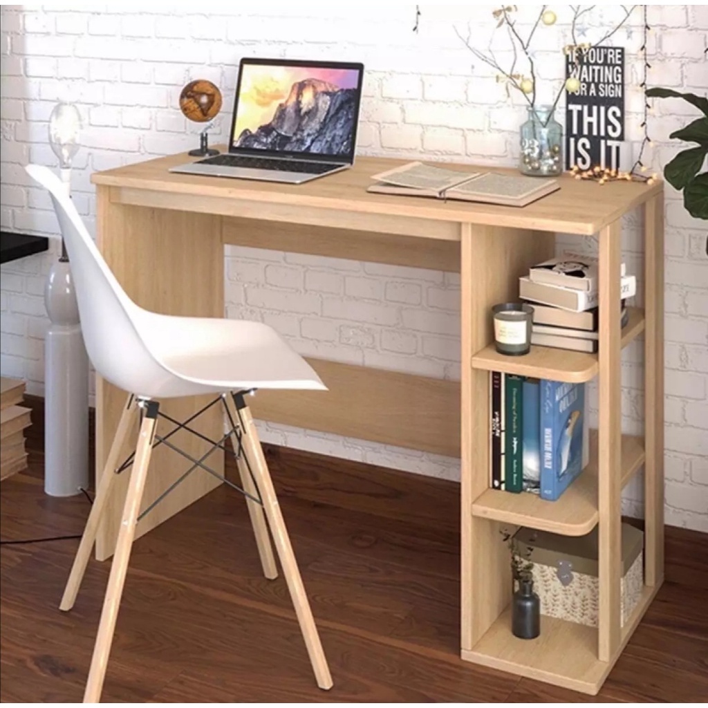 Bàn làm việc, bàn gaming, bàn máy tính kèm giá sách. Gỗ MDF cao cấp, Thiết kế hiện đại.