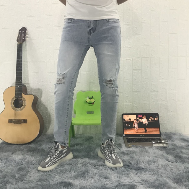 Quần jean nam wash bạc rách xước cá tính ôm body, MS 352 có size đại (28-34) | BigBuy360 - bigbuy360.vn