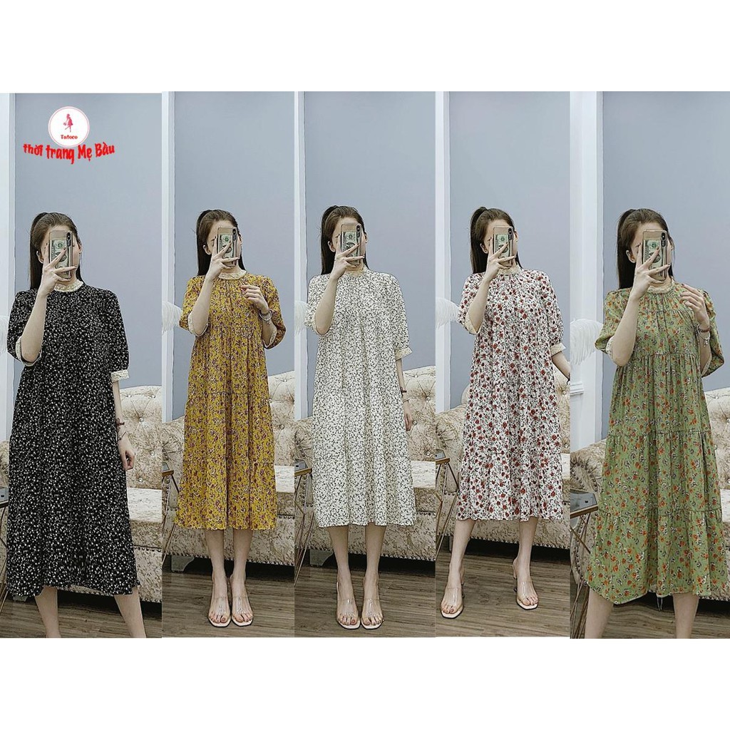 váy bầu suông chất lụa mát 45-75kg ( ảnh thật)