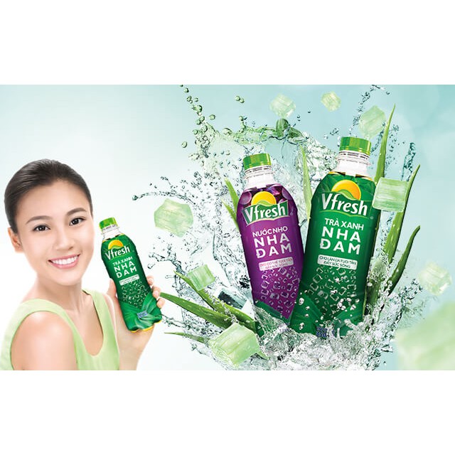 Thùng 24 Chai Nước Nho &amp; Nha Đam Vfresh 350ml/chai