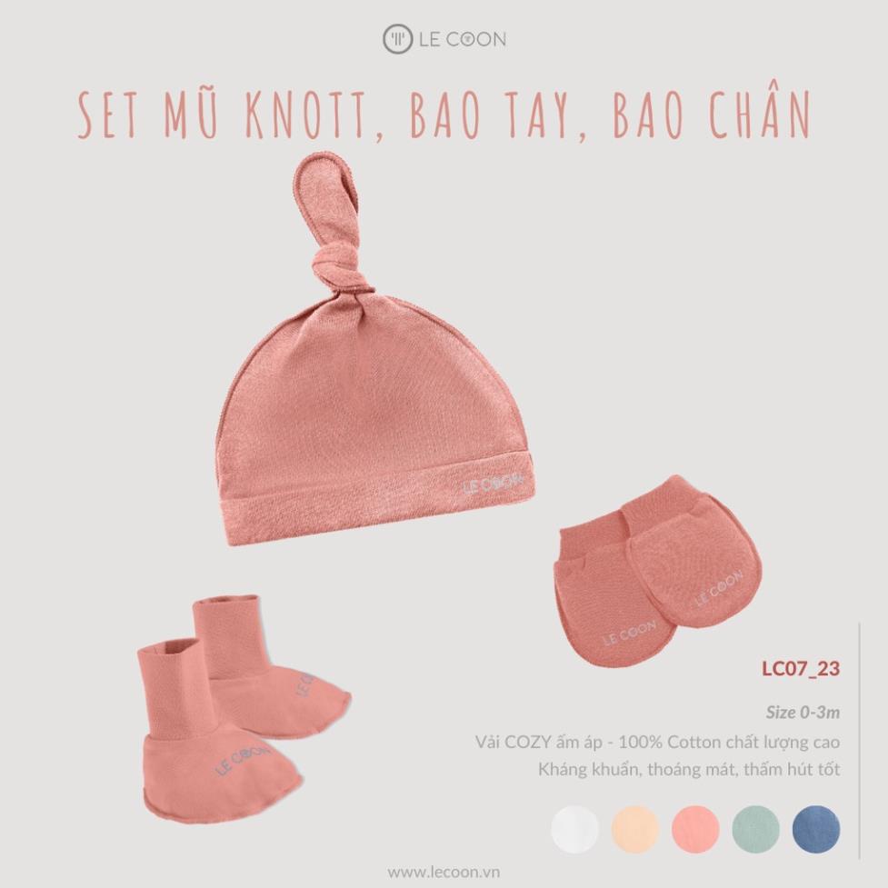 Le coon LC0723 Set mũ knotted, bao tay bao chân cho bé sơ sinh SS2022
