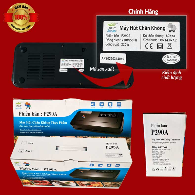 Máy Hút Chân Không P290a [KHÔNG KÉN TÚI], Chính Hãng, Hút Nhiều Loại Túi Trơn Phẳng Phổ Biên, Hút Khô Và Hút Ướt Bền Bỉ