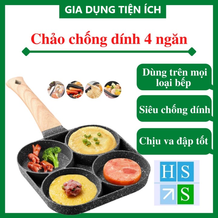 Chảo 4 ngăn chiên rán trứng làm bánh chống dính dùng được mọi loại bếp - HS Shop Thủ Đức