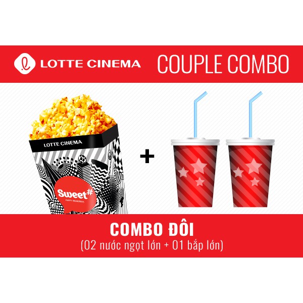 Toàn quốc - [E-voucher] Vé Bỏng Nước Lotte Cinema - Couple Combo