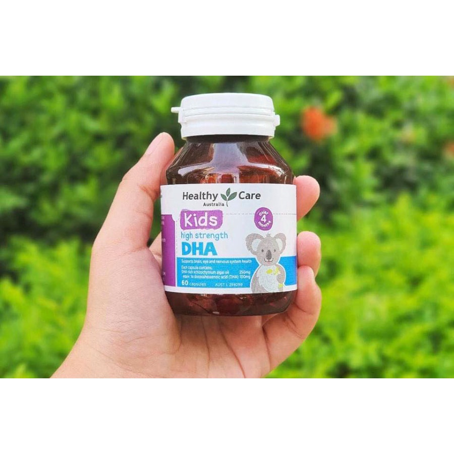 Viên uống DHA (60v) bổ sung omega-3 cho trí não bé từ 4 tháng tuối Healthy Care Kids High Strength DHA, Úc