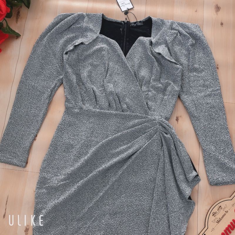 VÁY BODY NHŨ KIM TUYẾN DỰ TIỆC ( SIZE S-M-L-XL) EO XẾP BÈO KIỂU TAY DÀI HÀNG THIẾT KẾ | BigBuy360 - bigbuy360.vn