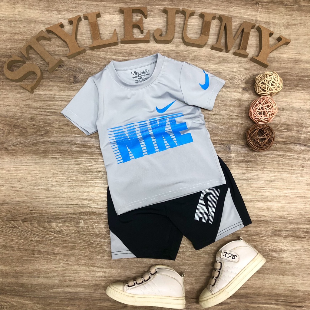 SIZE 11-XXL (37-75KG) ĐỒ BỘ BÉ TRAI THUN LẠNH NGẮN TAY THUN LẠNH TRƠN IN CHỮ N-IKE