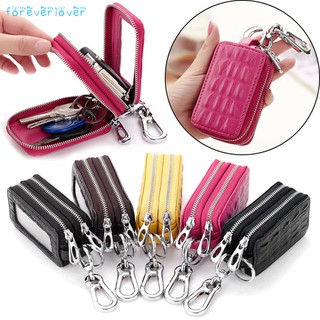 Túi da 2 ngăn có khoá kéo đa năng đựng chìa khoá xe hơi dành cho nam và nữ