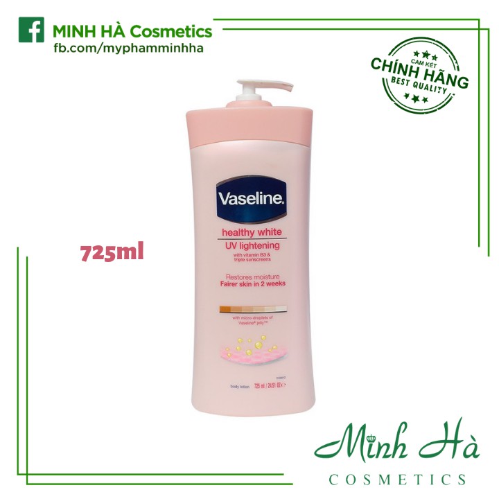 Sữa dưỡng thể Vaseline Healthy White UV Lightening Body Lotion 725ml giúp dưỡng trắng dưỡng ẩm phù hợp cho mọi loại da | BigBuy360 - bigbuy360.vn