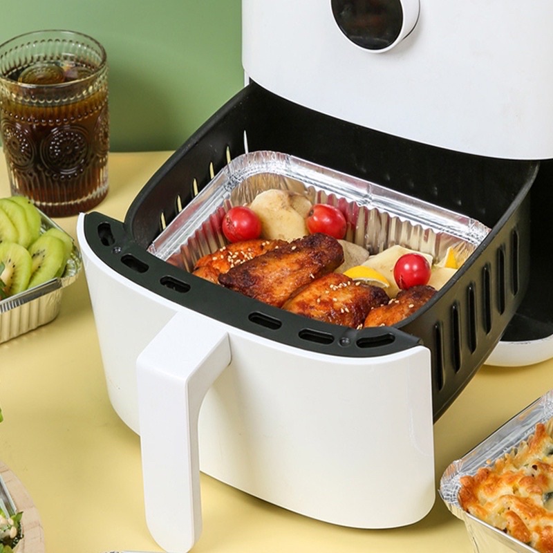 Set 4 Khay Giấy Nhôm Hình Vuông Đựng Thực Phẩm Tiện Dụng