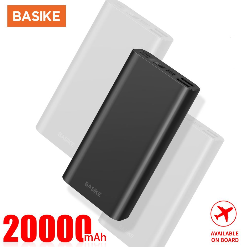 Sạc Dự Phòng &lt;br&gt;BASIKE 20000mAh 2 Cổng USB Màn Hình LED Kỹ Thuật Số Cho iPhone Huawei Samsung Xiaomi OPPO Realme