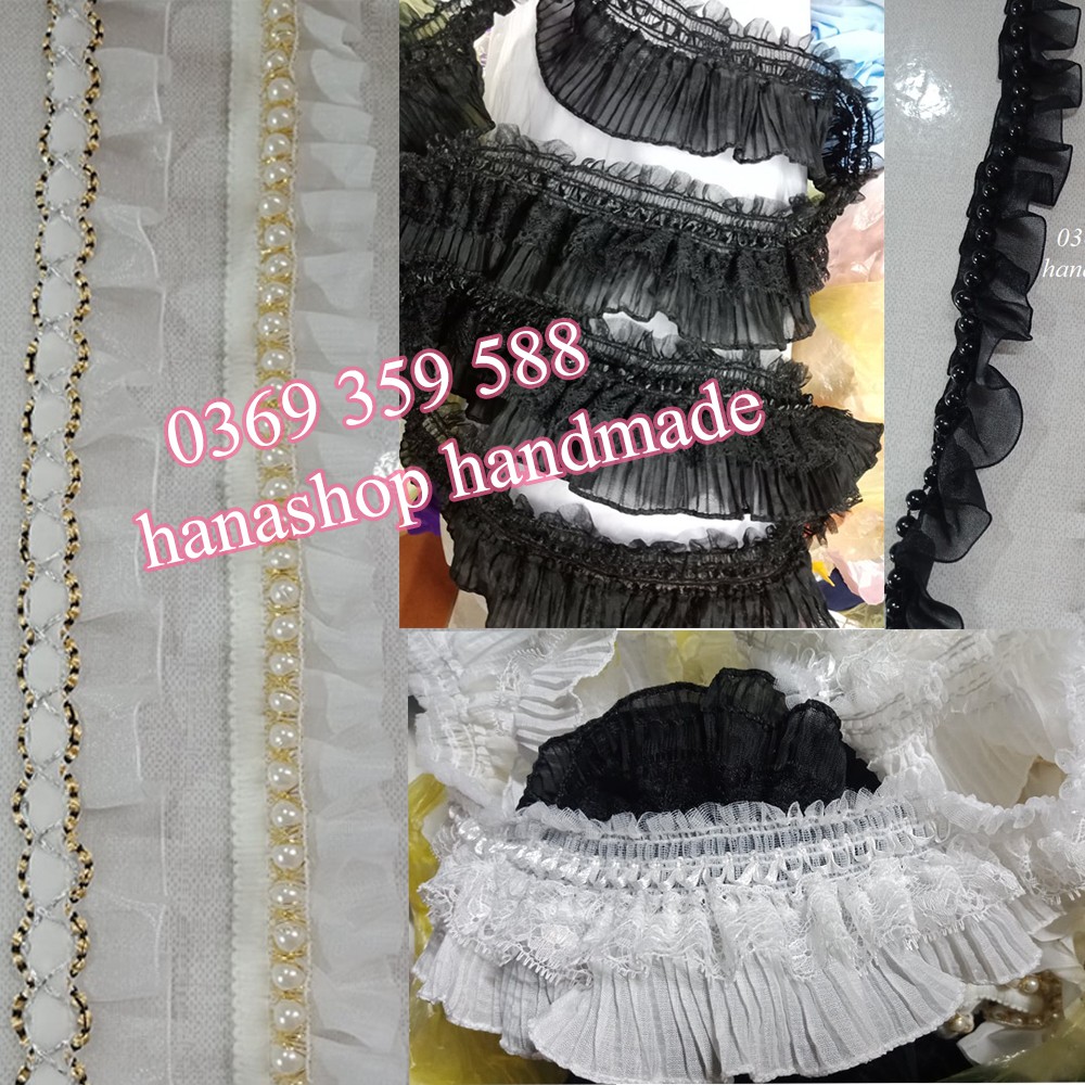 Ren Bèo Nhún Làm Cổ Áo,  Trang Trí Áo Váy, Ren Bèo Nhún May Sẵn Nhiều Loại