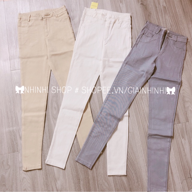 [Mã SKAMFSW175 giảm 10K đơn 50K] Quần skinny giả bò siêu co dãn lên dáng auto đẹp trơn và rách gối CS1650 - NhiNhi Shop