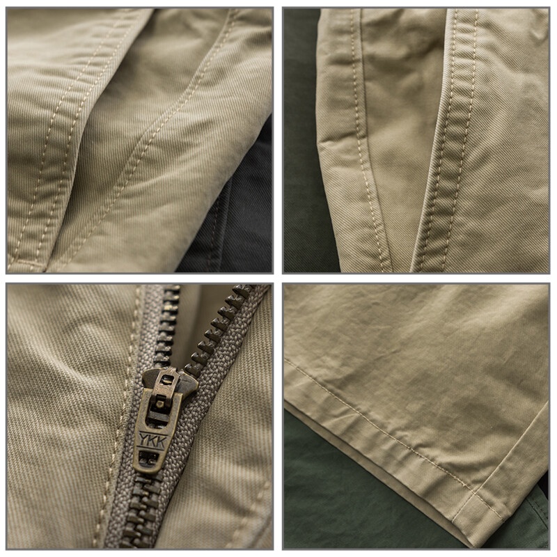 Quần short AOKANG cotton co giãn tốt màu trơn phối túi hộp thời trang cho nam