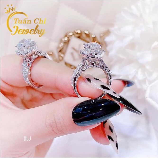 Nhẫn Bạc Nữ BẠC CAO CẤP Nhẫn Nữ Xi Kim Cao Cấp Gắn Đá Cao Sang Trọng, Hoa Văn Tinh Tế