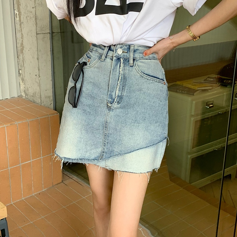 Chân Váy Denim Chữ A Lưng Cao Xinh Xắn Dành Cho Nữ