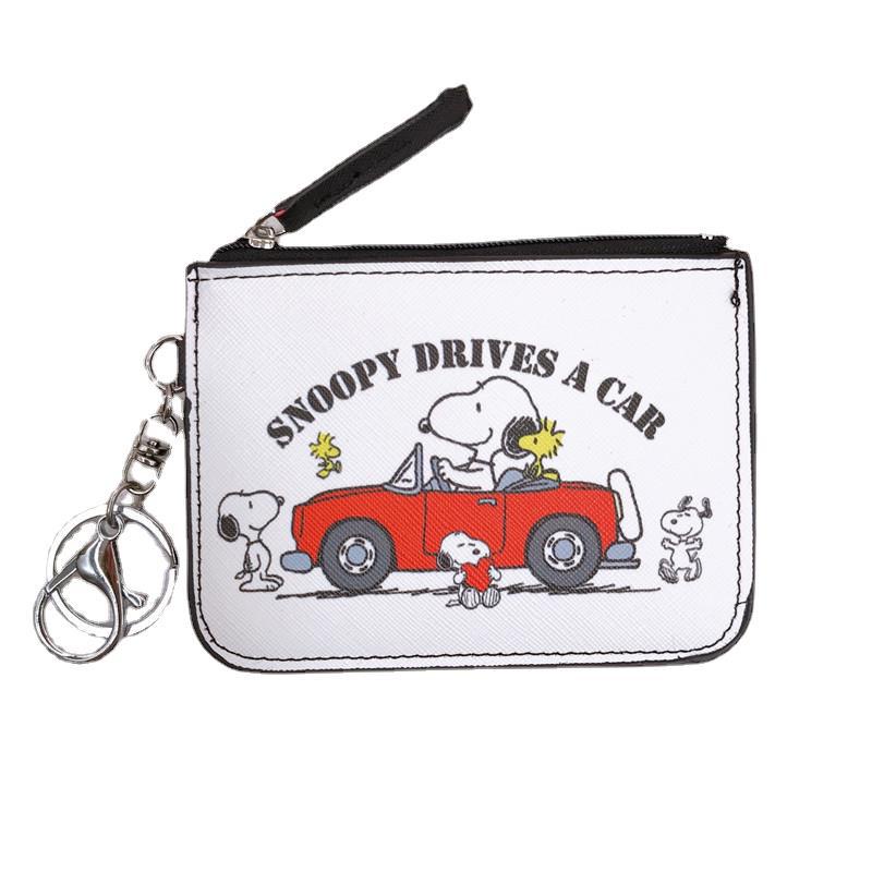Ví Da Đựng Thẻ / Tiền Xu / Thẻ Họa Tiết Hoạt Hình Charlie Snoopy Dễ Thương Kèm Móc Khóa Tiện